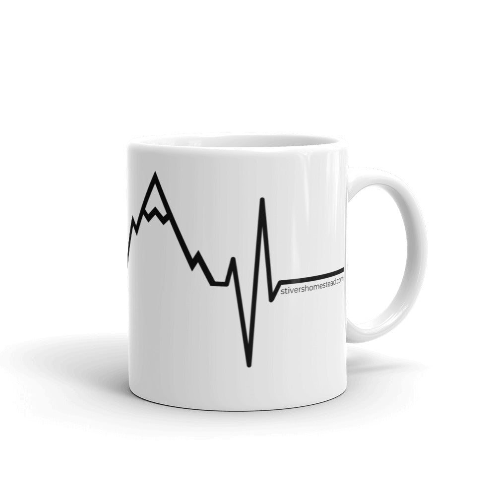 Mountain Heartbeat White glossy mug